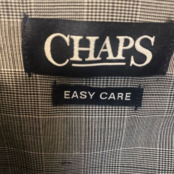 CHAPS Mens Mini Plaid Gray Black White Easy Care Button Down Long Slv Sz 2XL - Picture 2 of 16